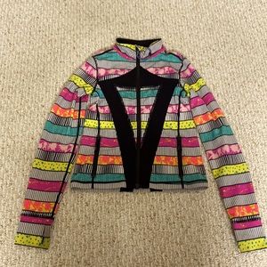 Girls Lululemon colorful logo full zip jacket with thumb holes